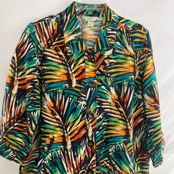 CJ Banks Jackets & Blazers - cj banks Multicolor Flora Print 3/4 Sleeve Blazer Jacket EUC Women's Size 1X